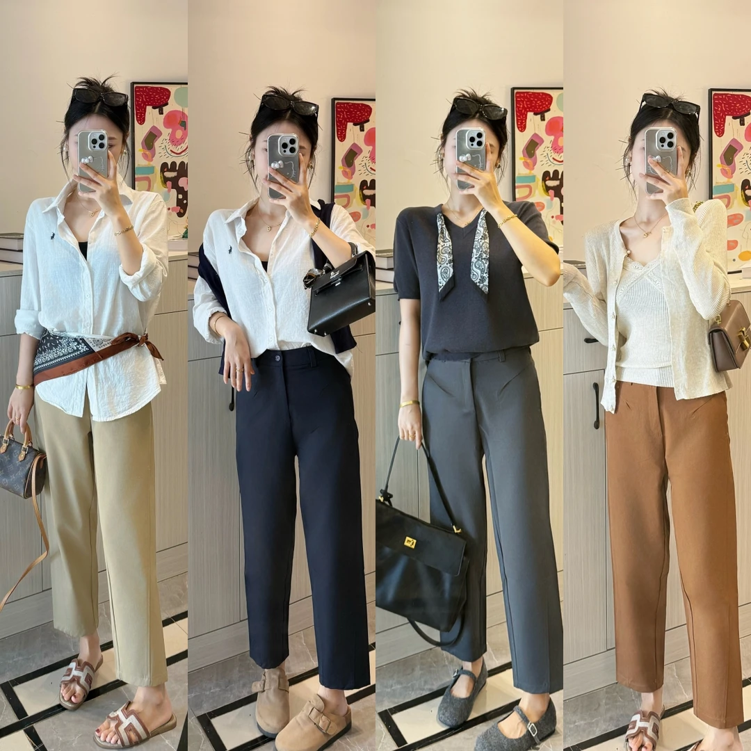 重工高货秋冬女士新品超柔超肽棉抗皱显瘦百搭西装裤休闲裤镰刀裤