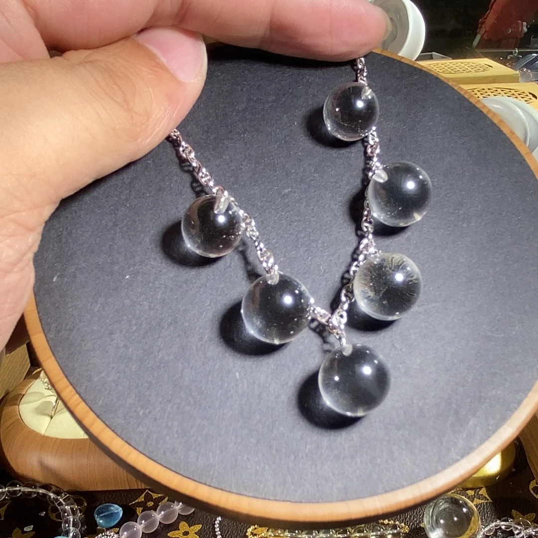 水晶银S925镶嵌手链10mm猪鼻子款