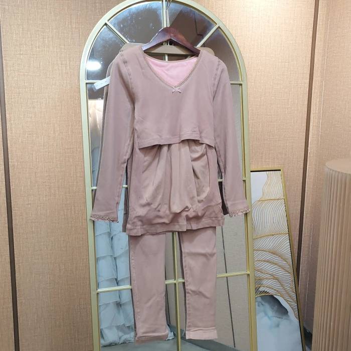 EU88孕妇粉色秋衣套装XL100-140XXL150