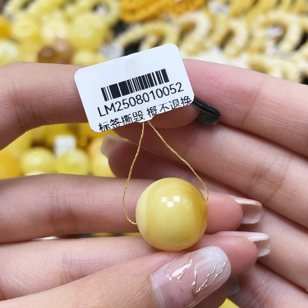 琥珀未镶嵌裸石16.8mm圆珠蜜蜡