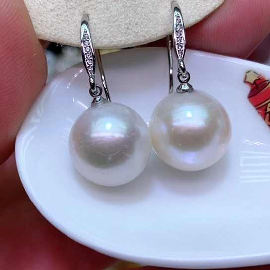 淡水珍珠耳饰银S925镶嵌