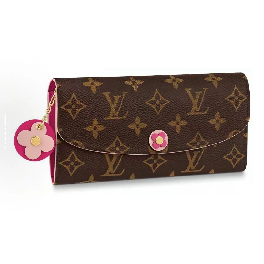 99新 LouisVuitton/路易威登 【诗诗】粉花朵钱包长款/98