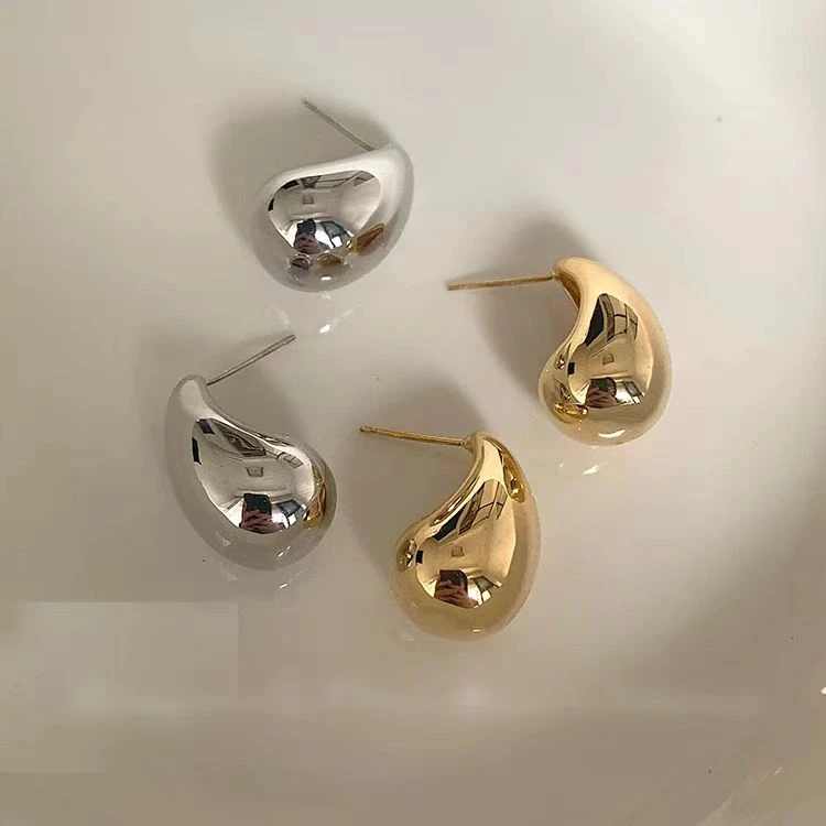 925银针金属水滴耳钉女小众设计高级感2025新款爆款气质简约耳饰