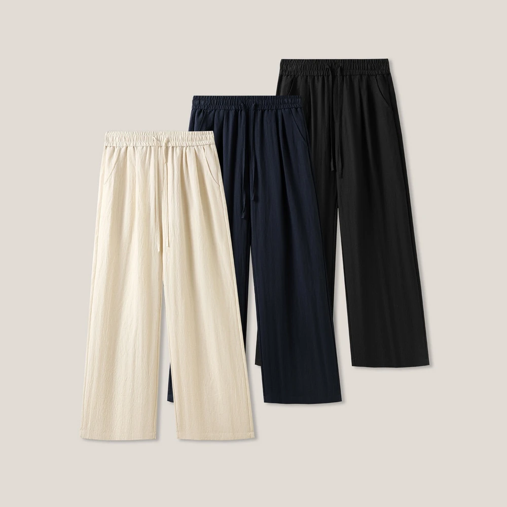 百搭抽绳松紧腰简约亚麻山本裤休闲裤ss26144