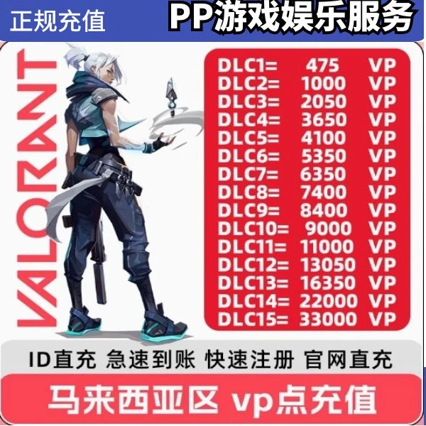 支持月付 valorant瓦罗兰特马来服代充vp点数充值无畏契约cdk