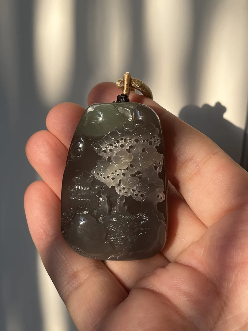 紫翠双色水牌手工雕刻创意工艺品挂件