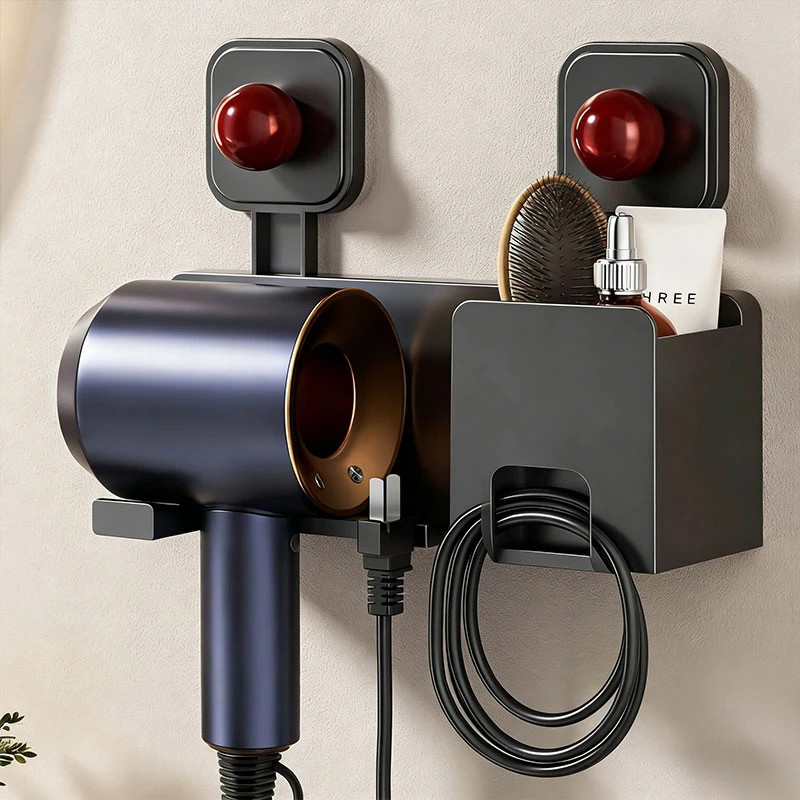 枪灰吹风机置物架免打孔卫生间浴室电吹风收纳挂架壁挂风筒支架子