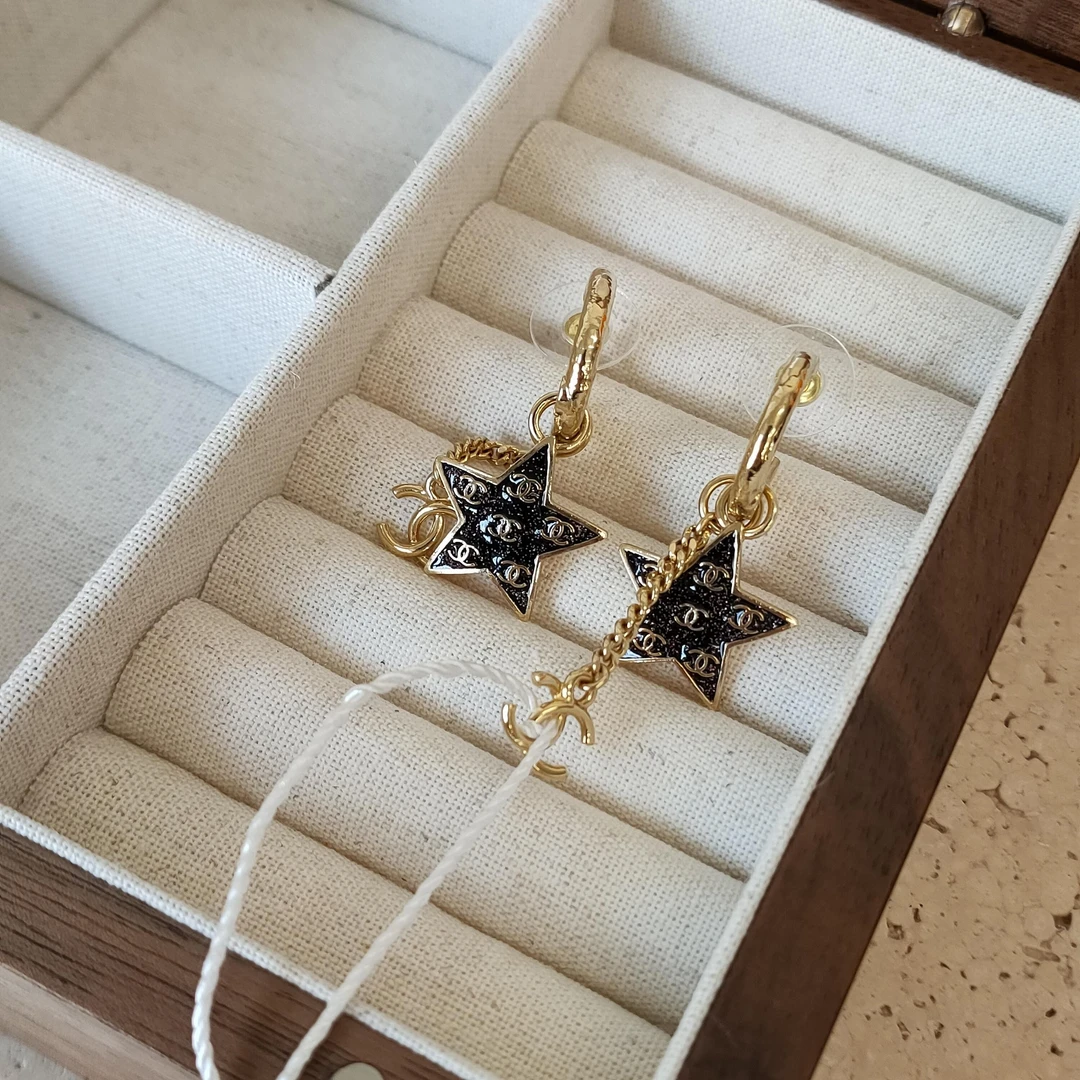 99新 Chanel/香奈儿 Azul - 24C金色星星双C吊坠耳钉39060