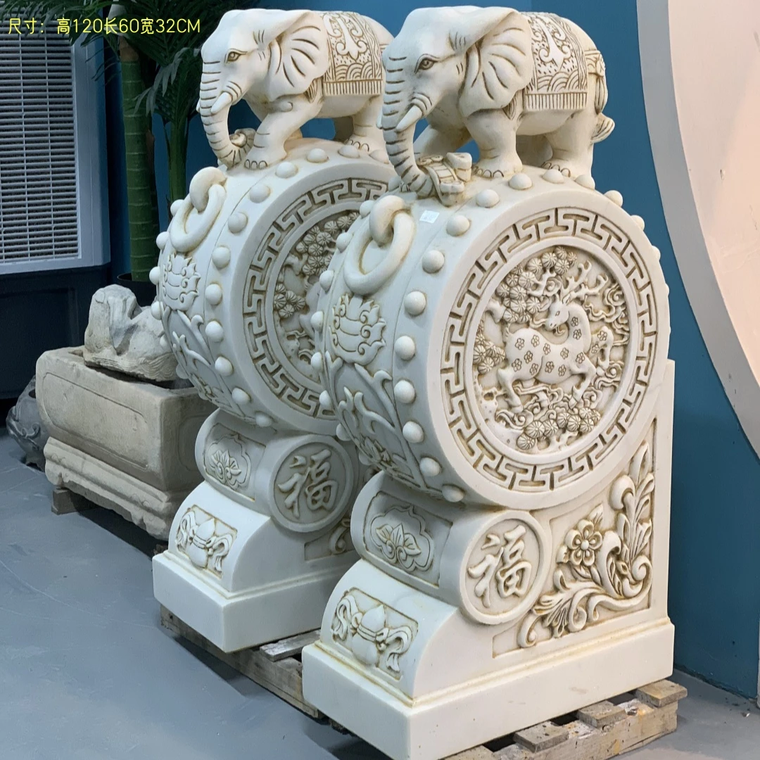 天然石材整石雕刻1.2米小象门墩大门耐用抱鼓石不含安装和卸车