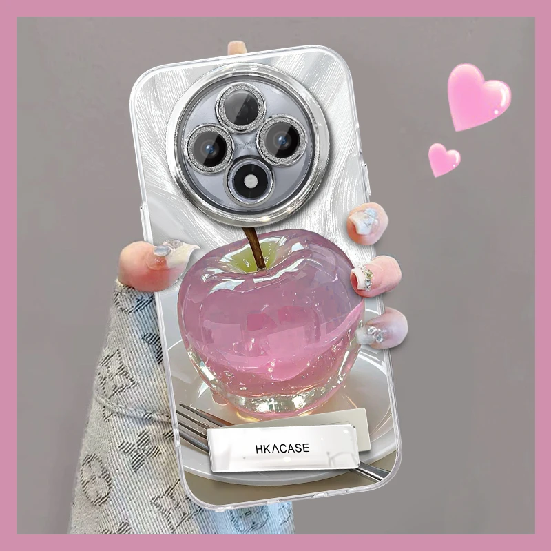 适用于oppoa3精孔羽纱晶莹粉苹果网红个性创意支架全包手机壳女款