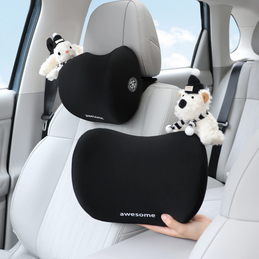 汽车西高地头枕护颈枕创意可爱车内装饰车载座椅记忆棉靠枕护腰女