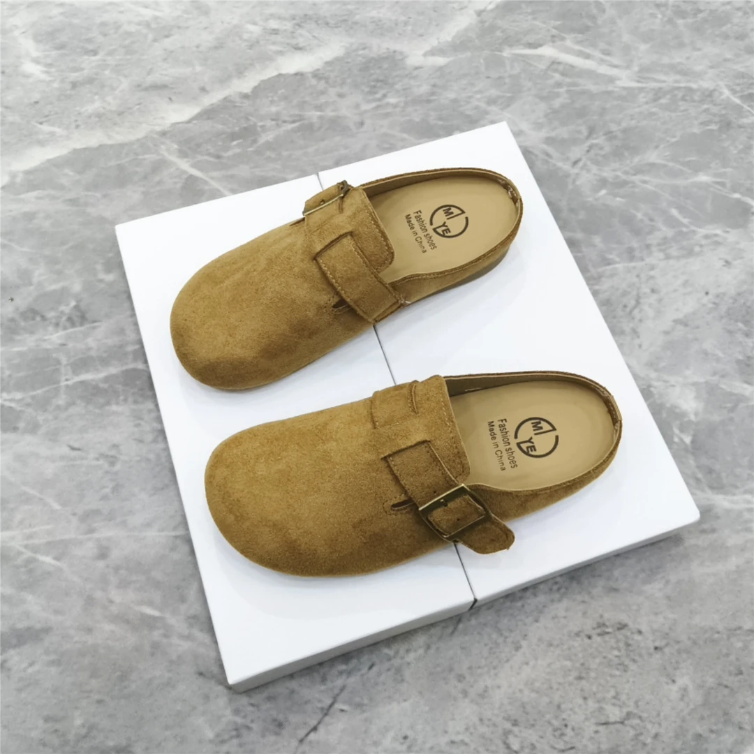 勃肯鞋女2025年冬季新款平底包头半拖鞋外穿软底博肯一脚蹬懒人鞋