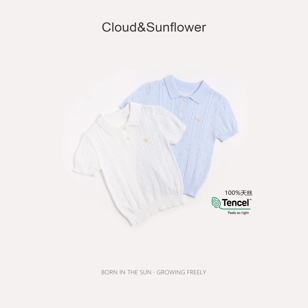 【云朵小葵】女童夏季小标天丝薄款透气两粒扣休闲polo衫 81333
