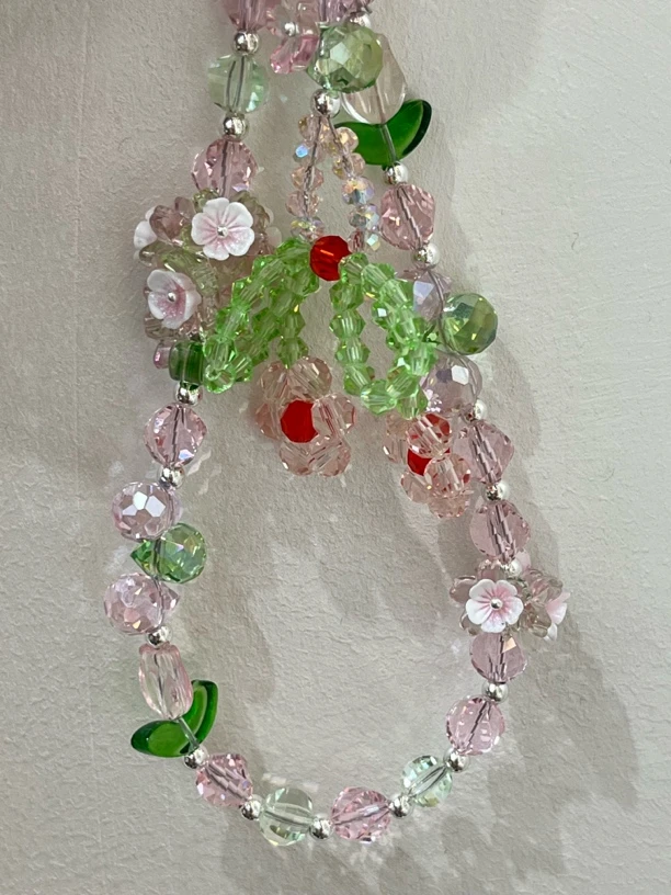 C481粉色花花高品质手机链