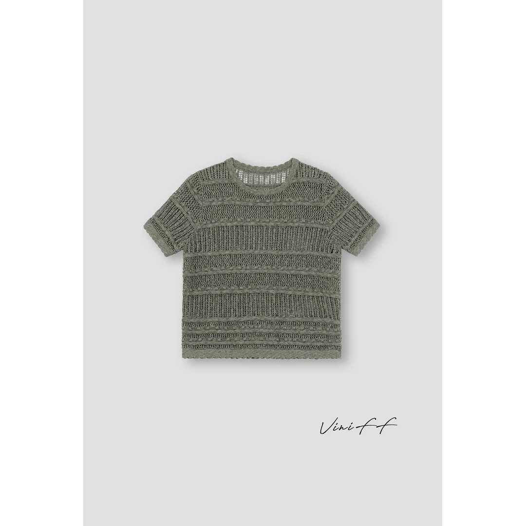 ViniFF薇妮｜2025S/S 夏季新款 短袖镂空针织衫WZ5CZ012