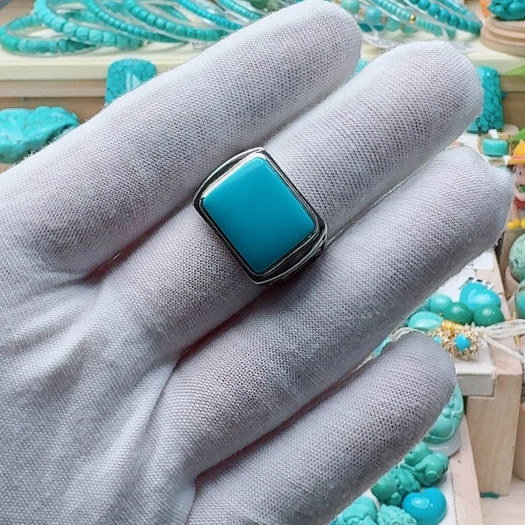 绿松石银S925镶嵌戒指