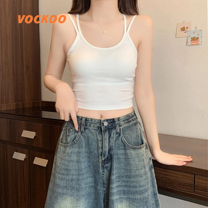 VOCKOOu领双肩带美背吊带背心女夏带胸垫一体短款内搭性感外穿打