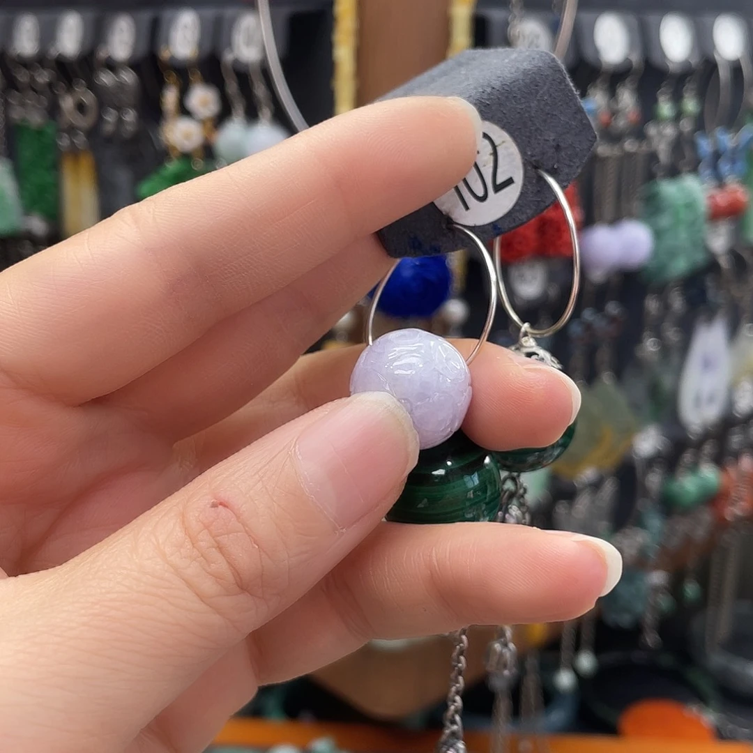 翡翠耳饰银S925镶嵌一**胥632hffhhhh