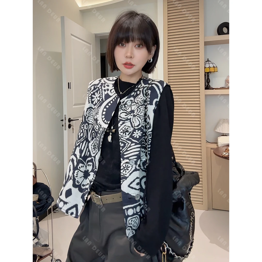 JIUJIU【墨色剪影】时尚小众设计感两面穿圆领丝绒感通勤马甲