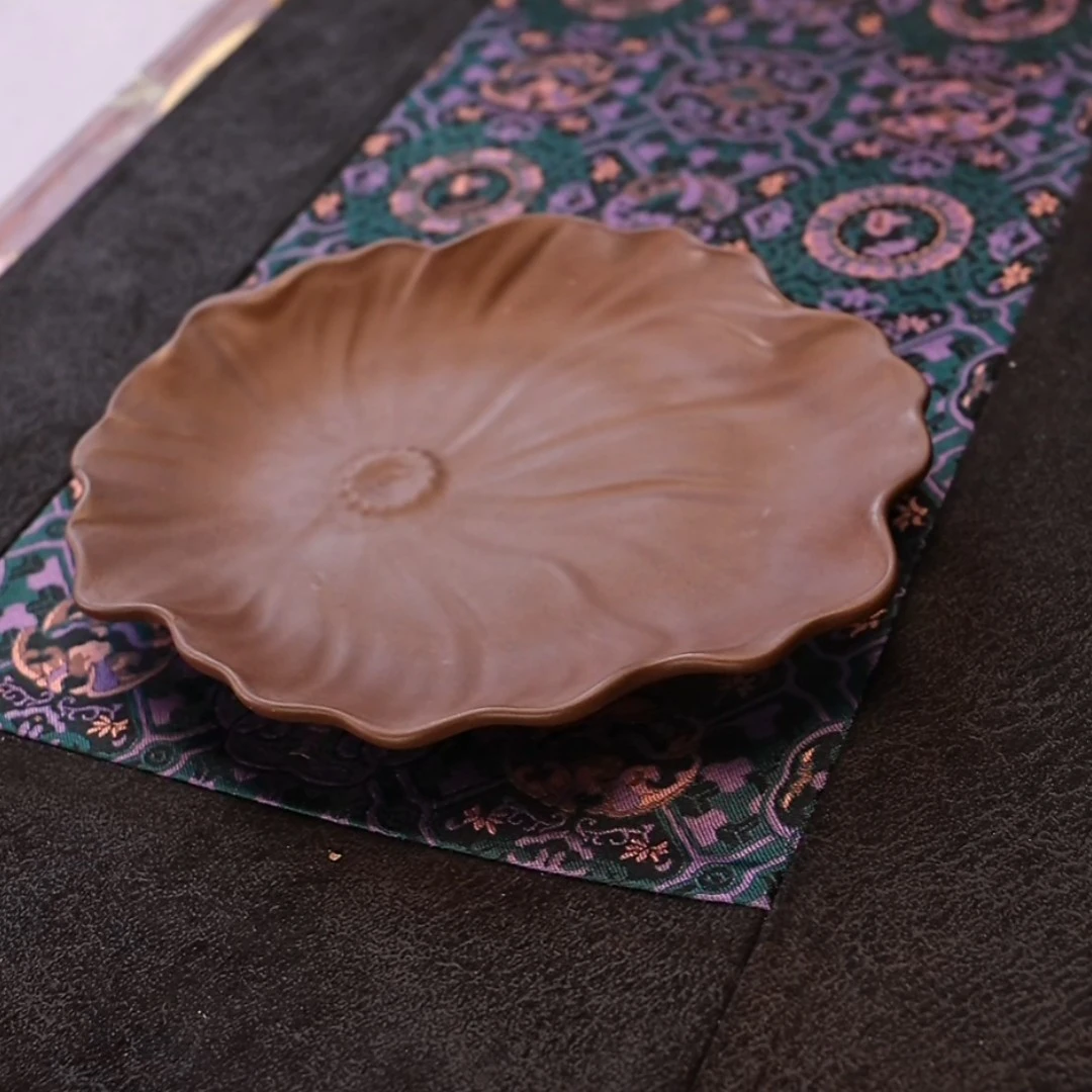 念一 《荷叶壶承》紫泥 仿生器 可储水盘子杯垫