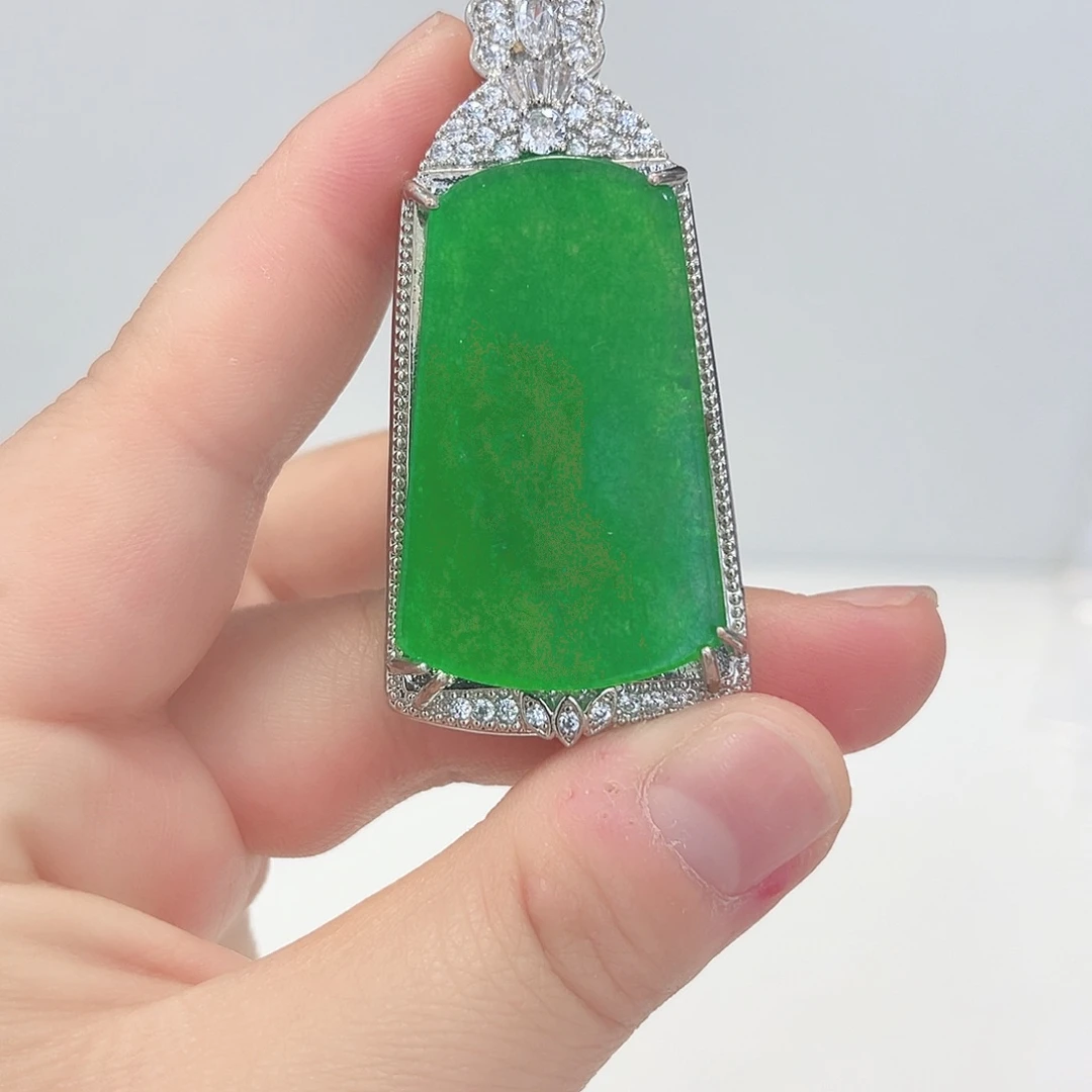 翡翠银S925镶嵌颈饰吊坠D11