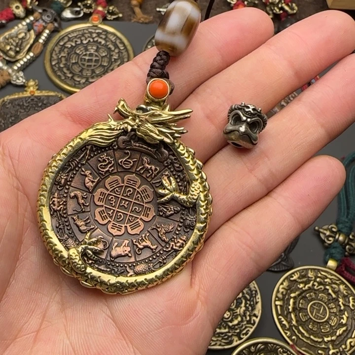 清***晨老铜九宫牌吊坠喜欢的来