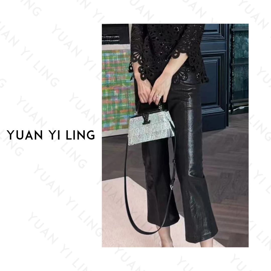 袁艺灵【超模神裤】25夏新亚麻料通勤显瘦时尚修身微喇裤（不可机洗）