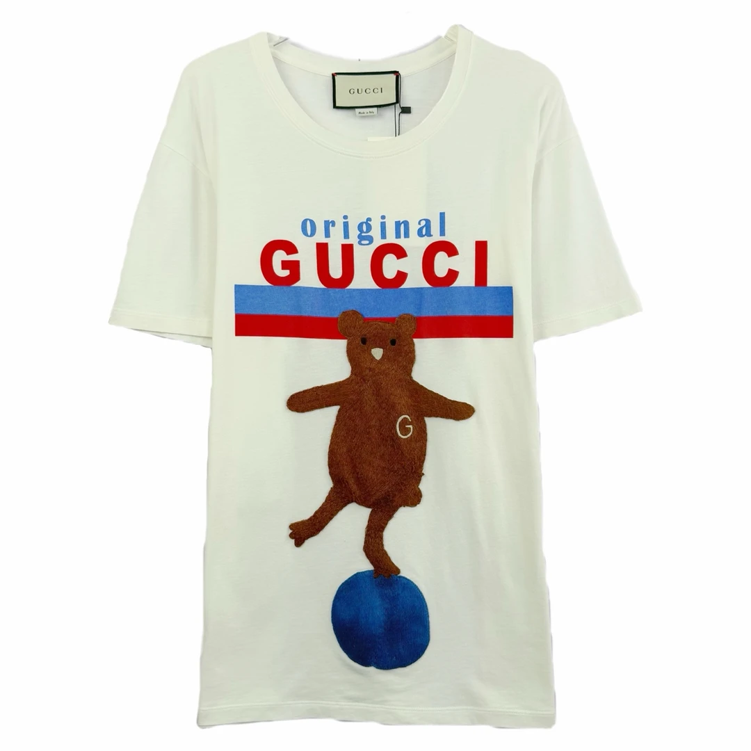 99新 GUCCI/古驰 011114 Logo字母刺绣印花短袖T恤 Xs码