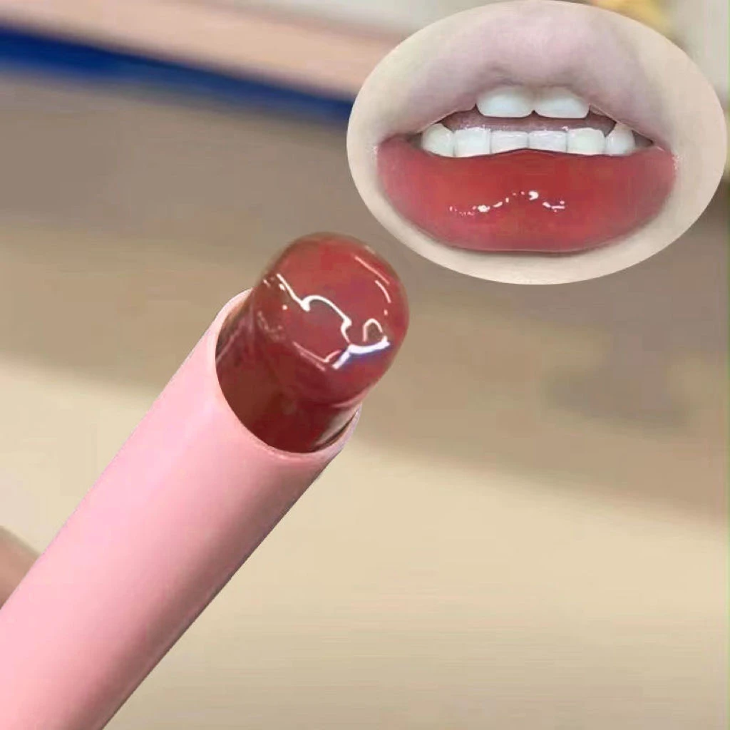 果冻玻璃感~按压式固体口红清透水光镜面素颜显白纯欲滋润唇膏女