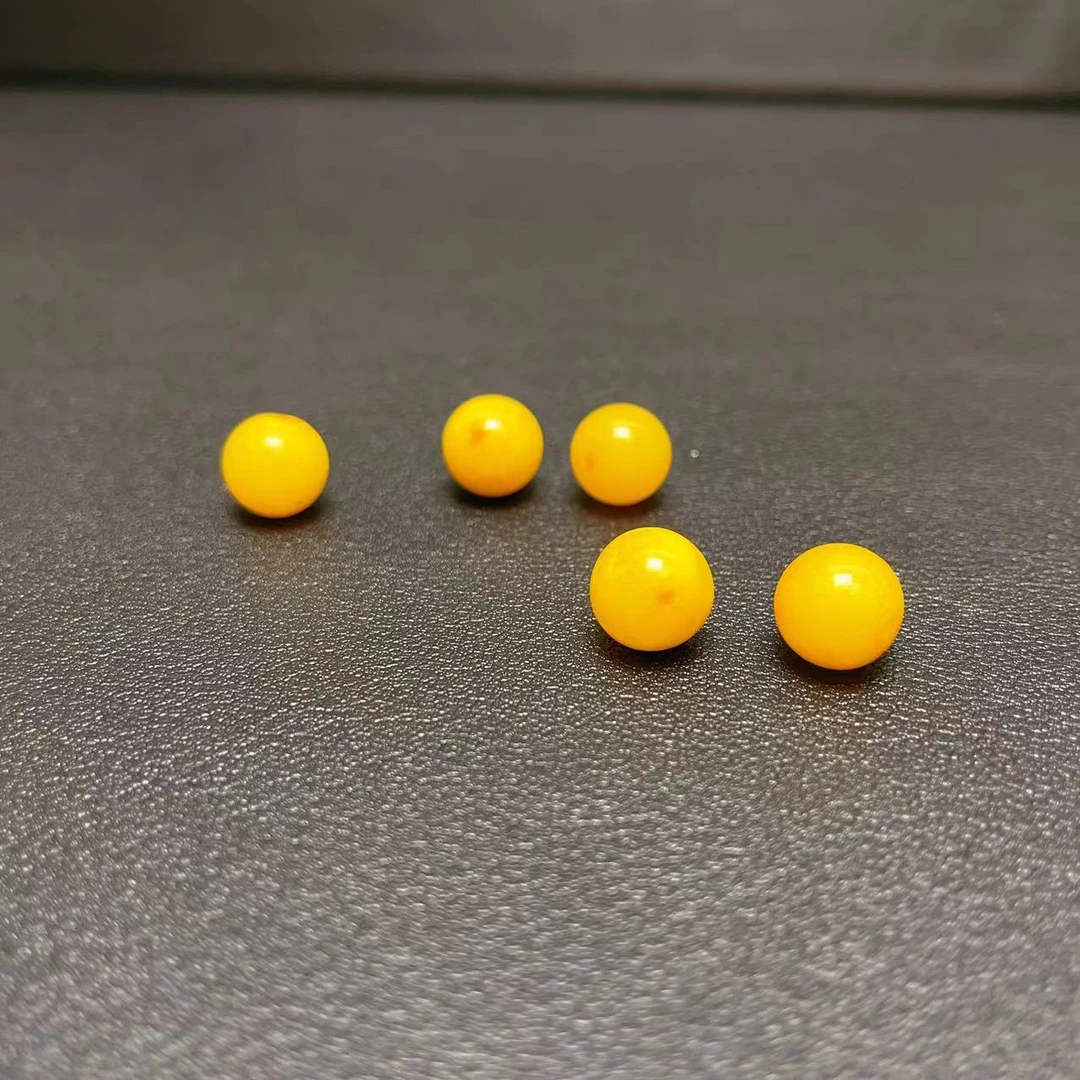 【萌宝饰品】A406天然蜜蜡圆珠单珠鸡油黄隔珠约8mm多样性发其一