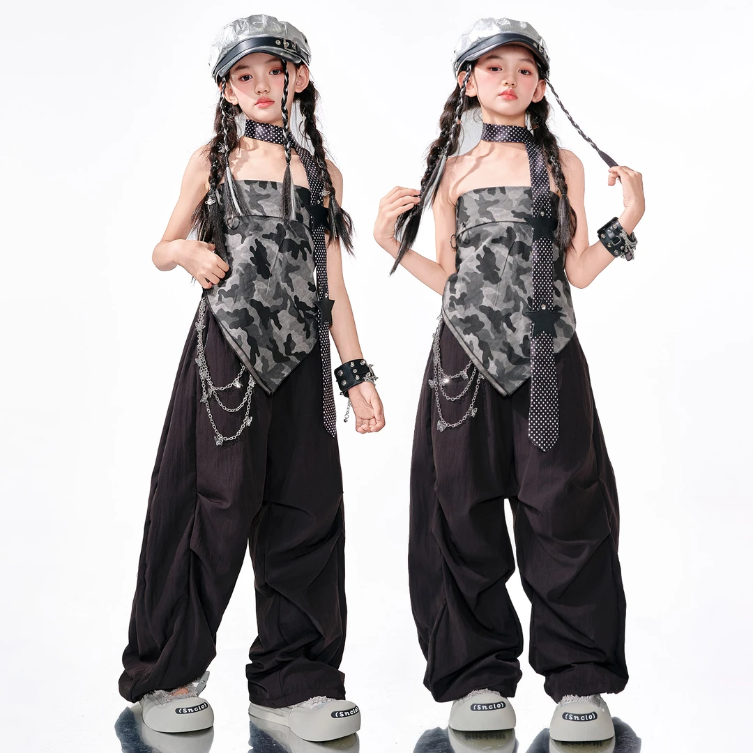 女童爵士舞服女团潮酷辣妹抹胸舞台走秀服韩舞打歌舞演出服