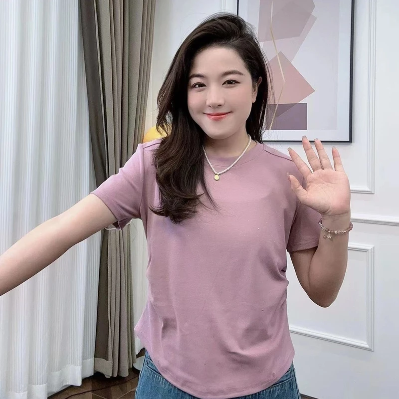 赛般 WenWen小个子超~舒服面膜T两个版本带钻短袖T恤上衣1291