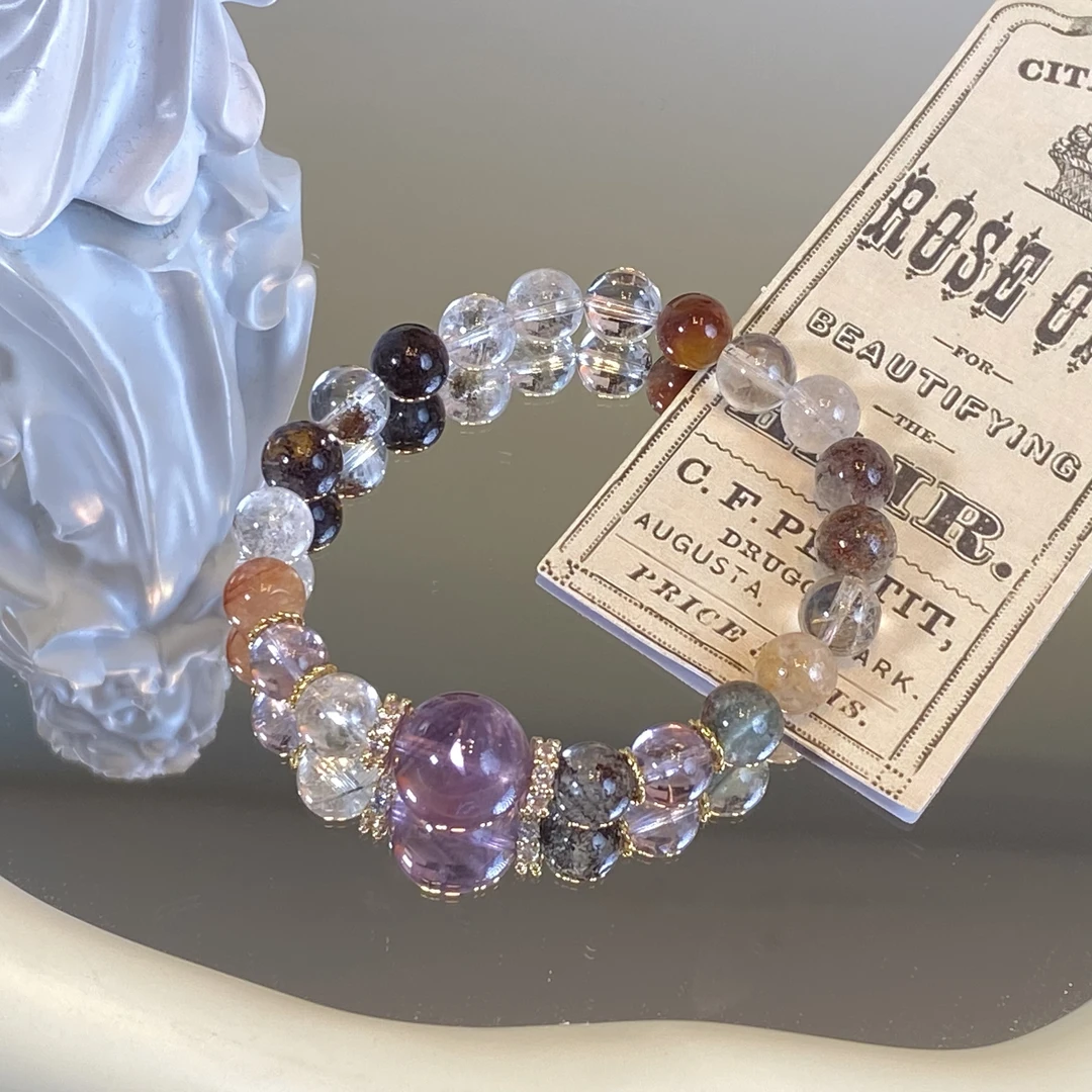 【绿幽灵紫水】水晶手串原创小众设计