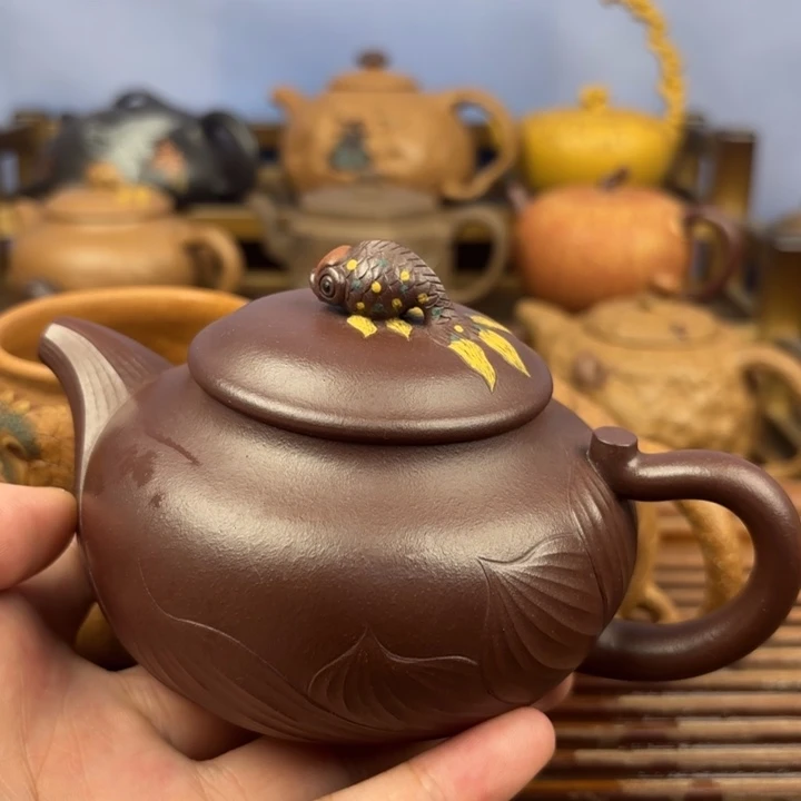 茶壶紫砂金玉满堂原矿老紫泥220c