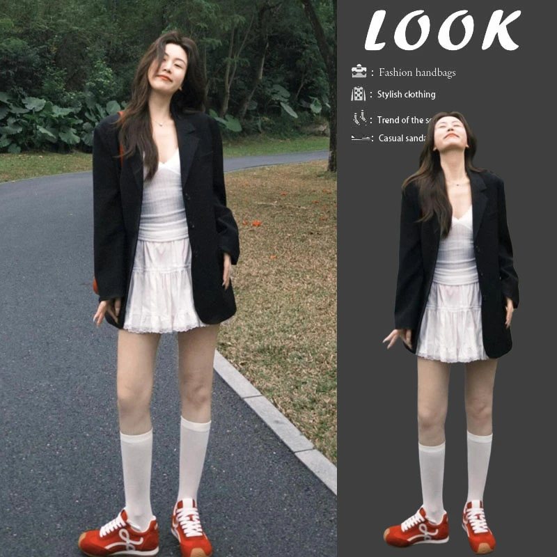 今年流行穿搭一整套2025新款高级感西装外套背心内搭半身裙三件套