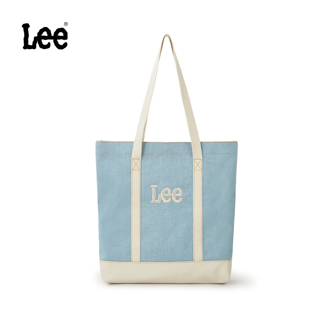 Lee拼接便携都市简约肩包敞口耐磨单肩包日系便当包拼色