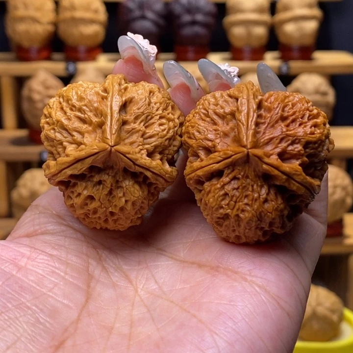 用***2把件文玩核桃天狼三棱1号38尺