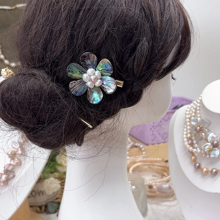 淡水珍珠发饰银S925镶嵌