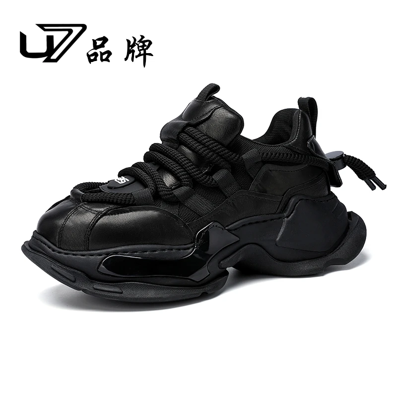 U7品牌男鞋 头层牛皮 2025新款时尚厚底男士百搭轻奢透气休闲鞋