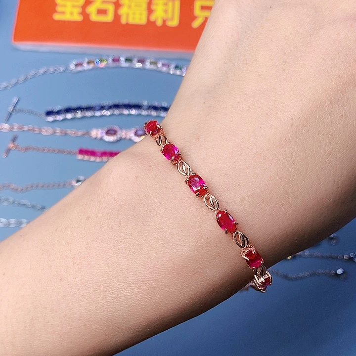 红宝石手链银S925镶嵌