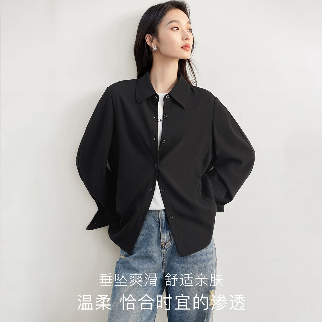 对白欧若风气质垂感白色长袖雪纺衬衫女秋季新款法式通勤别致上衣