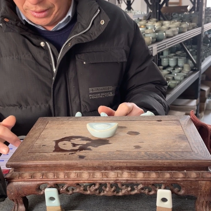 摆件天青实心小元宝茶宠