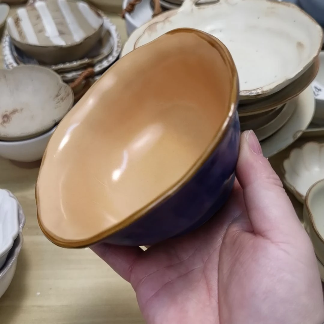 瓷片微糖果系列米饭碗五个一组颜色随机