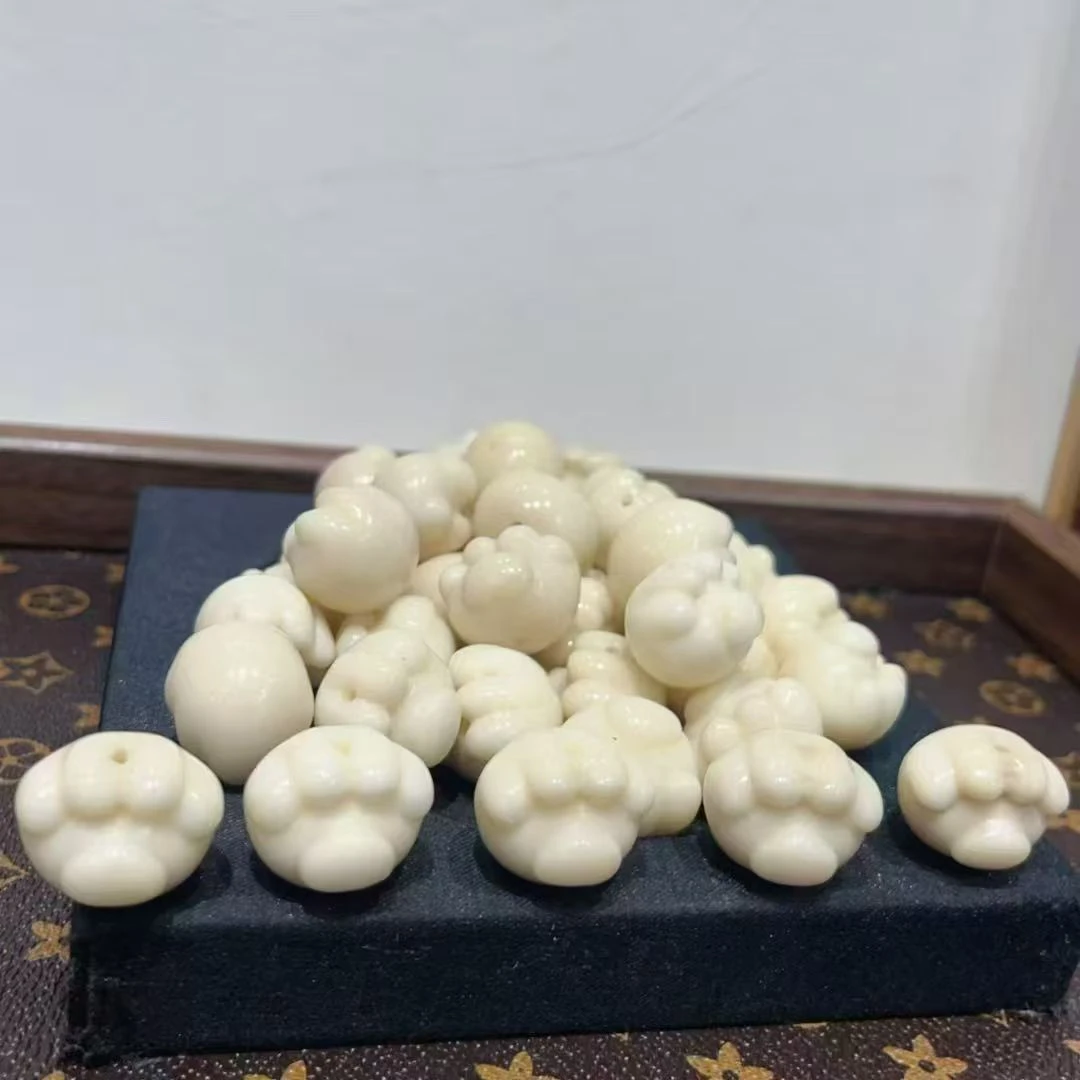 天然象牙果雕刻大尺寸爱心猫爪DIY配件-手工精雕文玩配饰-通货