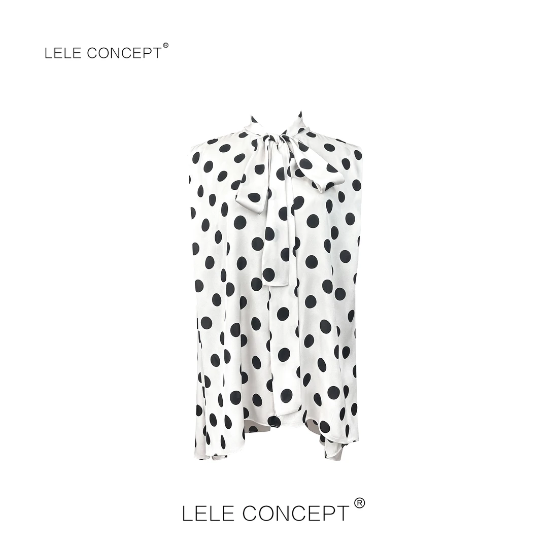 LELE CONCEPT丨法式气质款波点飘带无袖上衣S1069