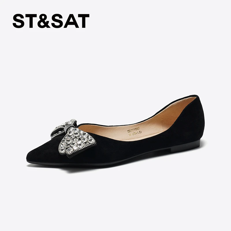 星期六24秋新法式优雅蝴蝶结平底单鞋SSC3111057