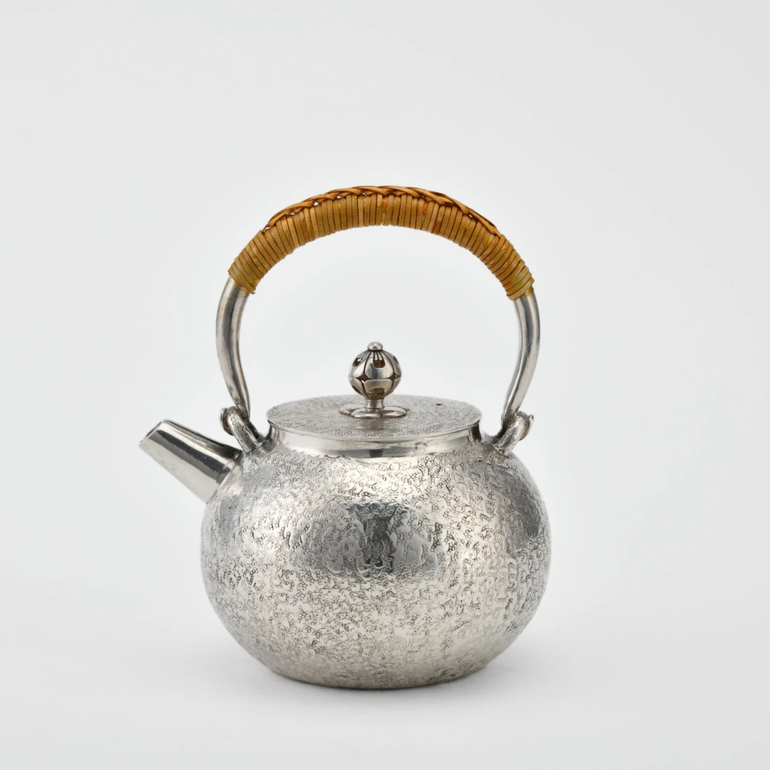 新品-砂面炮口提梁银壶999银茶壶送礼给长辈高端礼盒