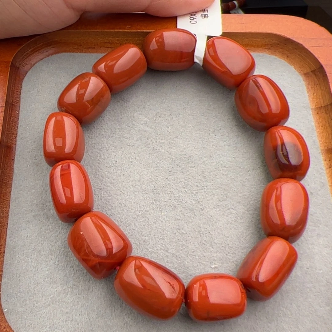 南红玛瑙满肉随型手串13-14mm（微瑕未镶嵌