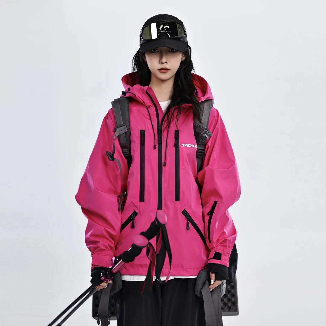 ZACHARIAH【树莓粉】登山抗寒保暖冲锋衣户外防风防水透气专业外套