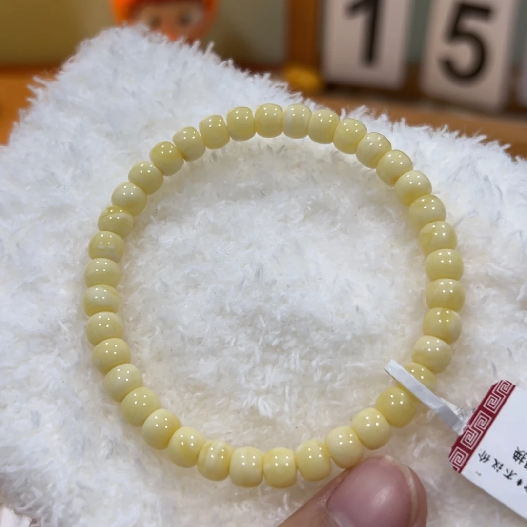 蜜蜡未镶嵌手链6m奶白花老型单圈